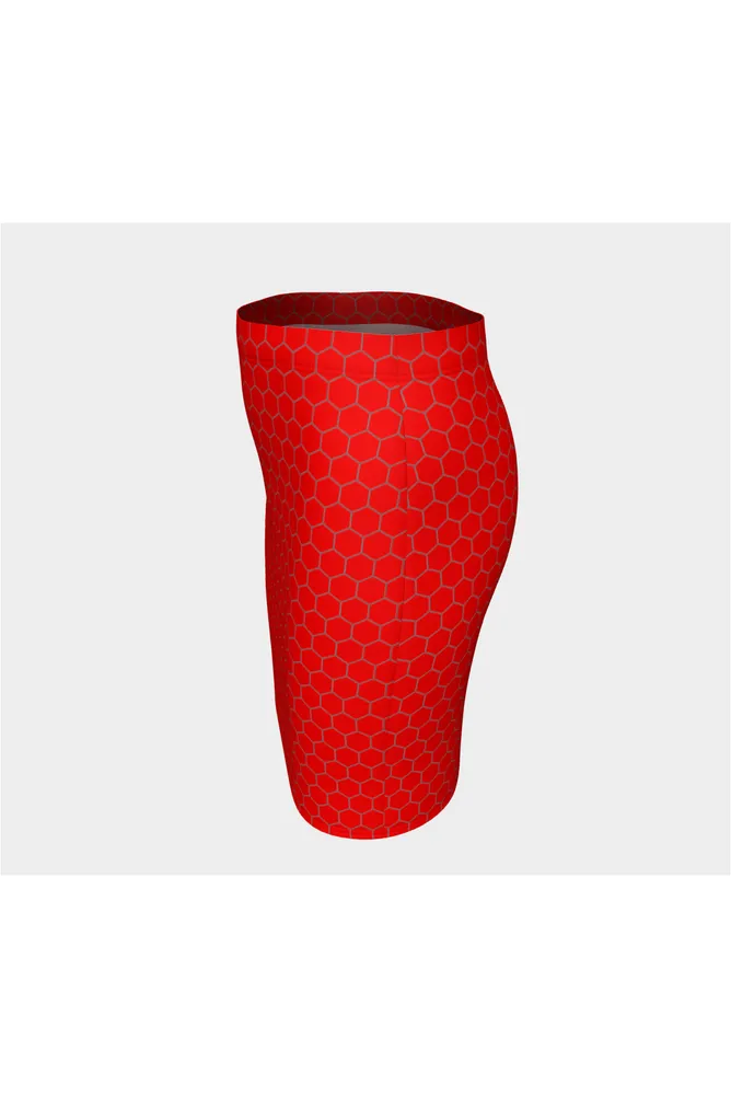 Red Honeycomb Fitted Skirt