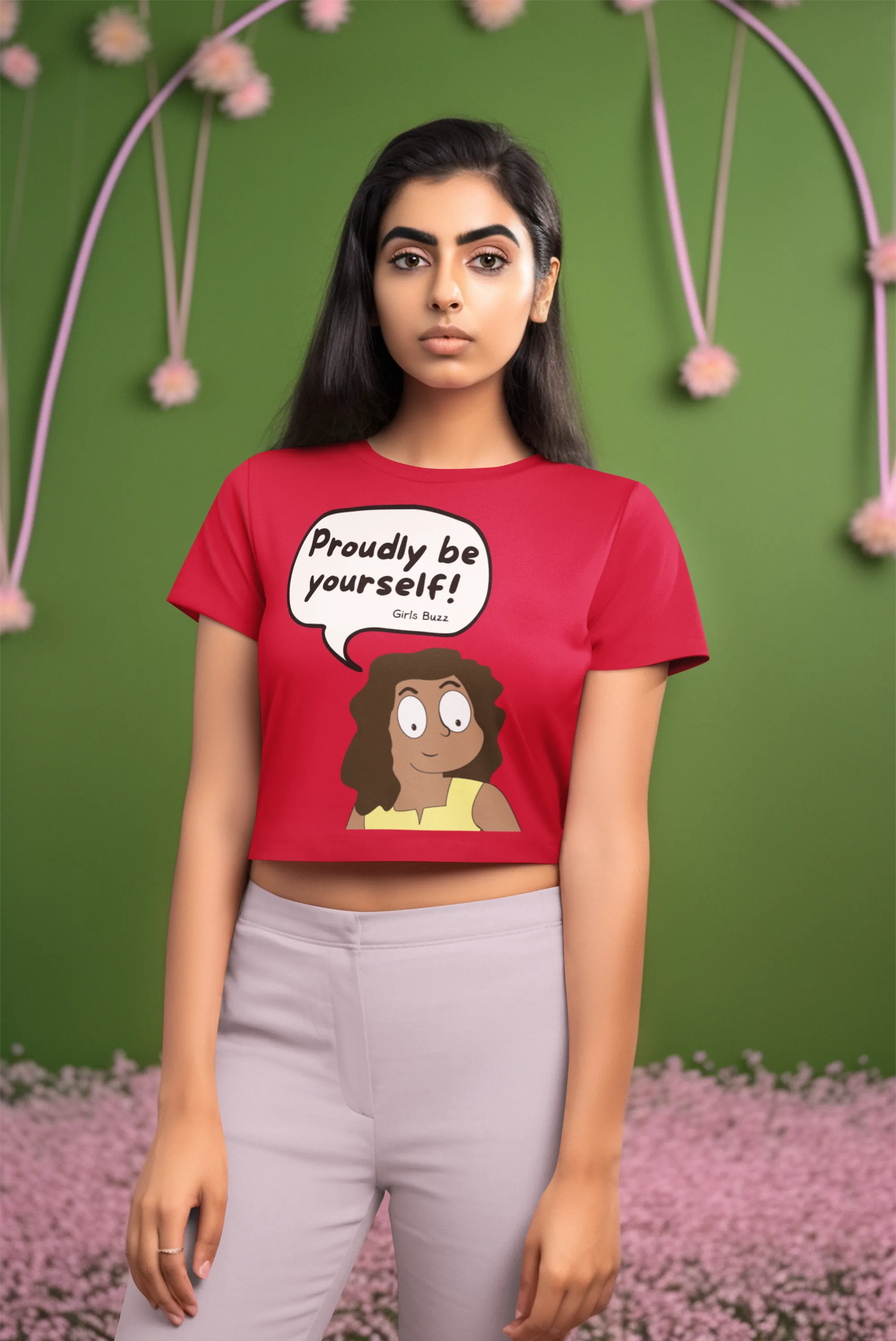 Regular Fit Hello Mili Comics Women Crop Top - Proudly Be Yourself