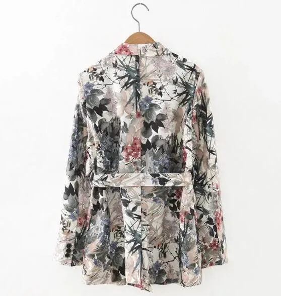 Retro Floral Blazer Women - Casual - Floral