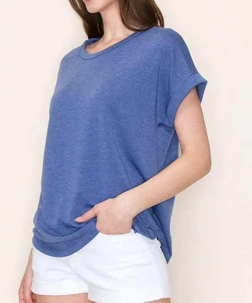 Roll Sleeve Top - Denim