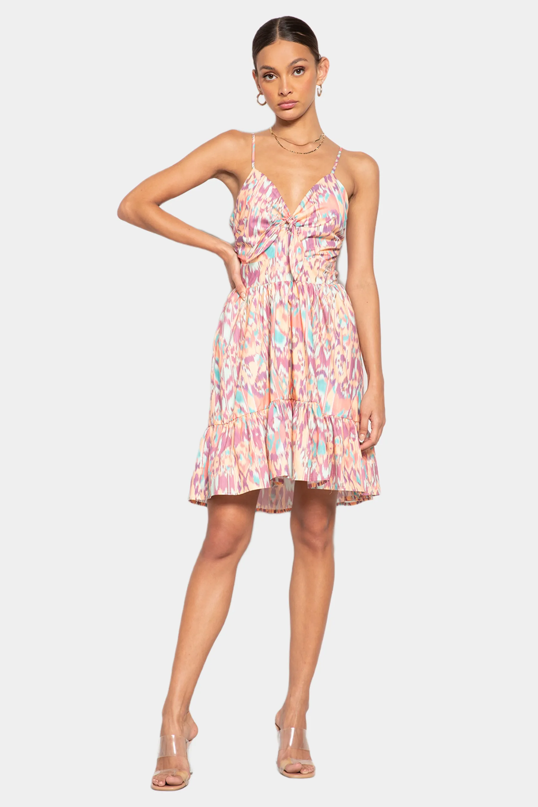 Roma Knot Front Printed Dress