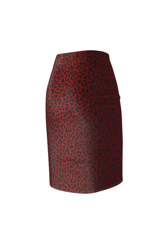 Rosy Leopard Print Women's Pencil Skirt