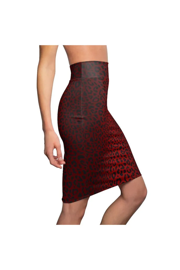 Rosy Leopard Print Women's Pencil Skirt