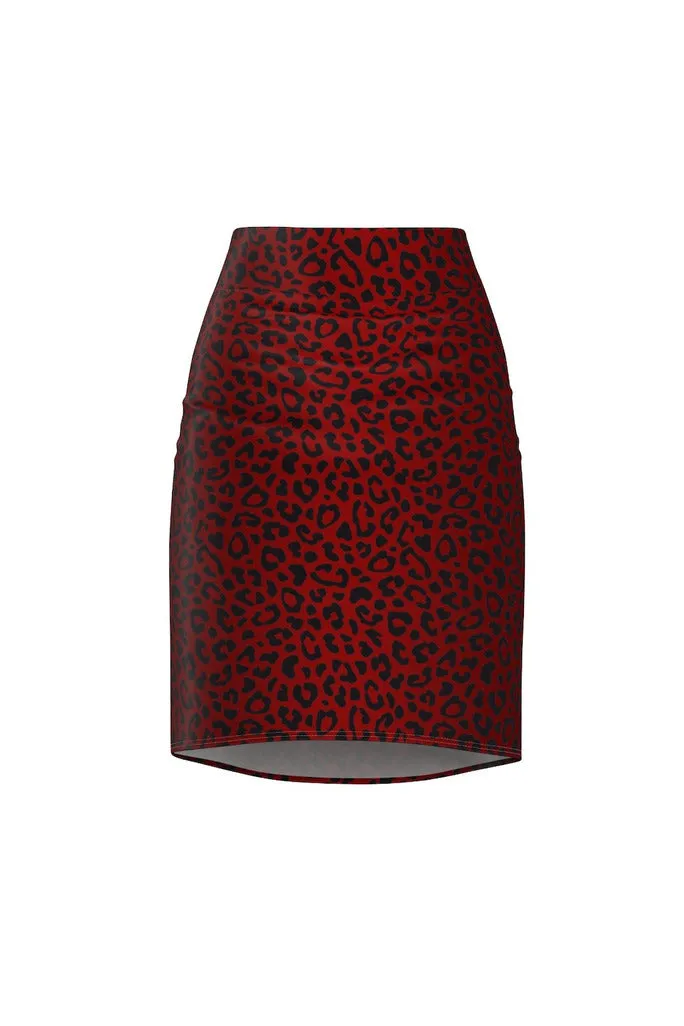 Rosy Leopard Print Women's Pencil Skirt