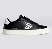 SALVAS Black Leather Off-White Logo Sneaker Women