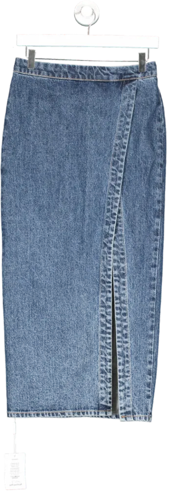 Self Portrait Blue Denim Maxi Skirt UK 8