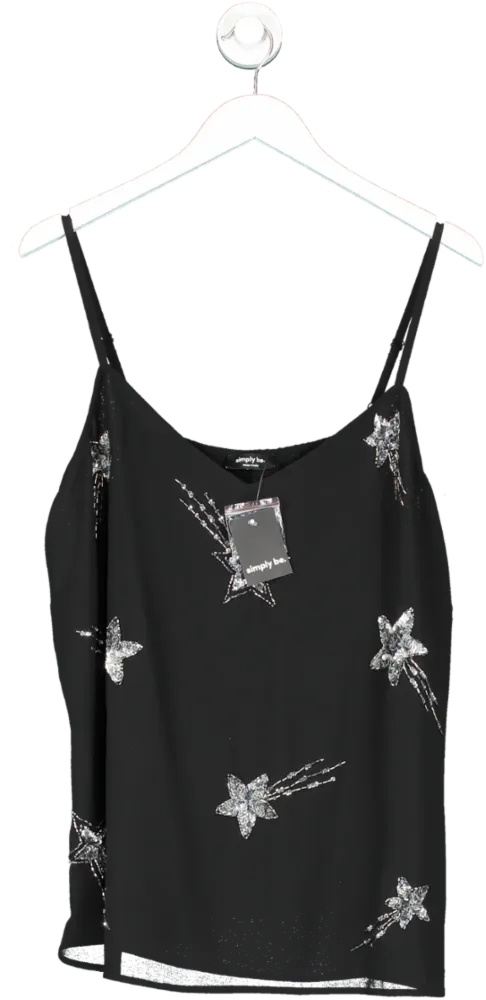 SimplyBe Black Star Sequin & Bead Hand Embellished Cami BNWT UK 20