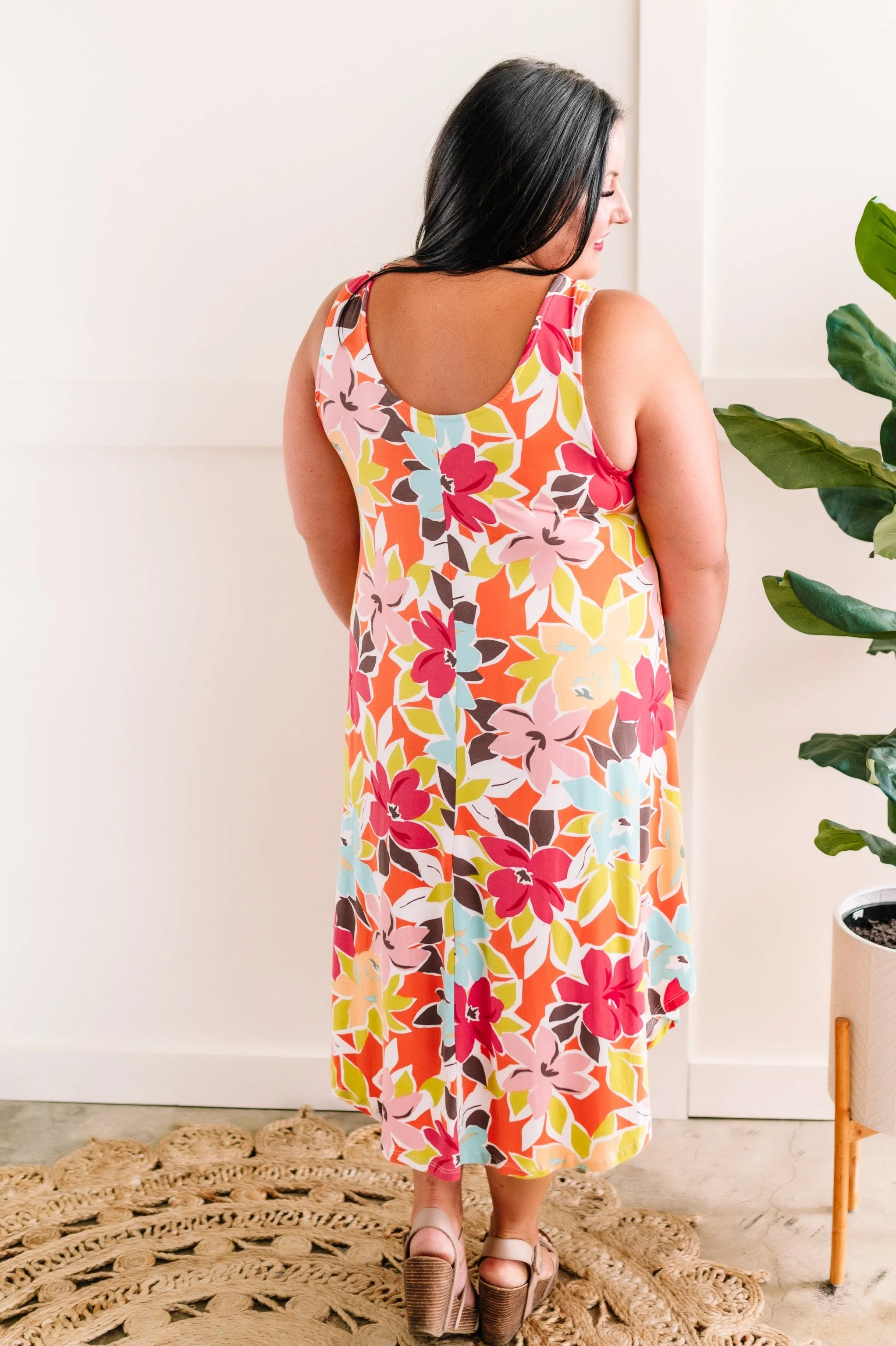 Sleeveless Midi Dress In Colorful Florals