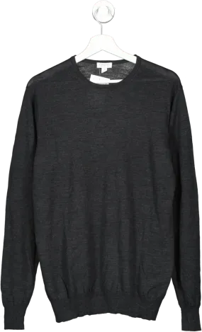 sunspel Black Extra‑fine Merino Crew Neck UK M