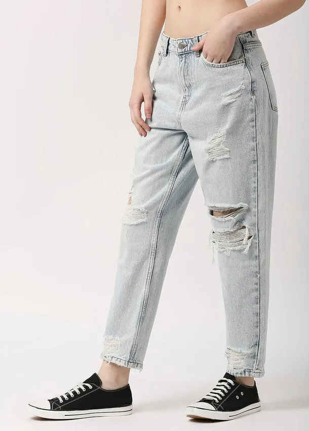 Super Light Blue Valencia Extreme  Mom Fit Jeans