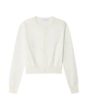 Superfine Organic Cotton Crewneck Cardigan (White)