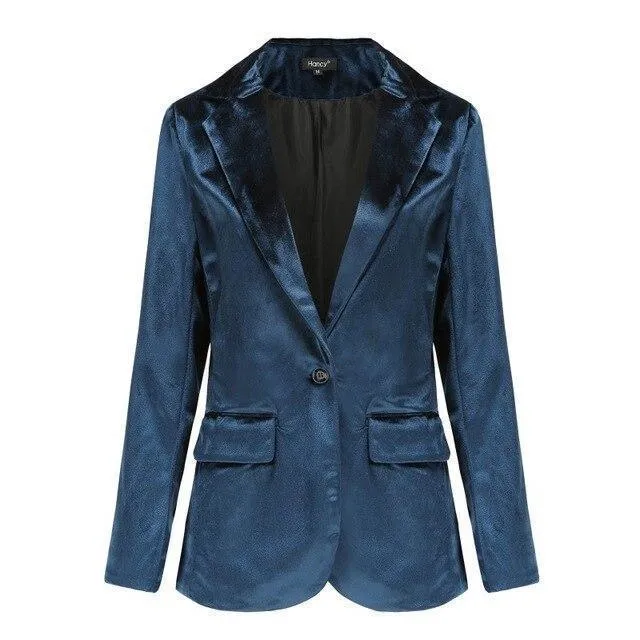 The Smooth Session Velvet Blazer Women - Casual - Plain-Solid