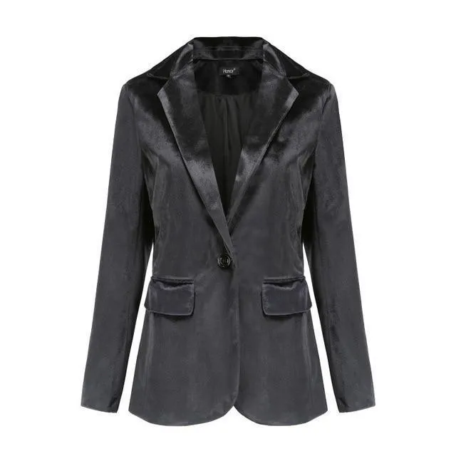 The Smooth Session Velvet Blazer Women - Casual - Plain-Solid