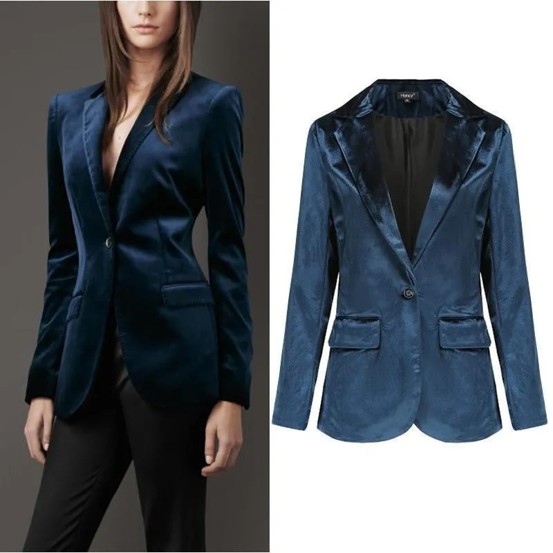 The Smooth Session Velvet Blazer Women - Casual - Plain-Solid