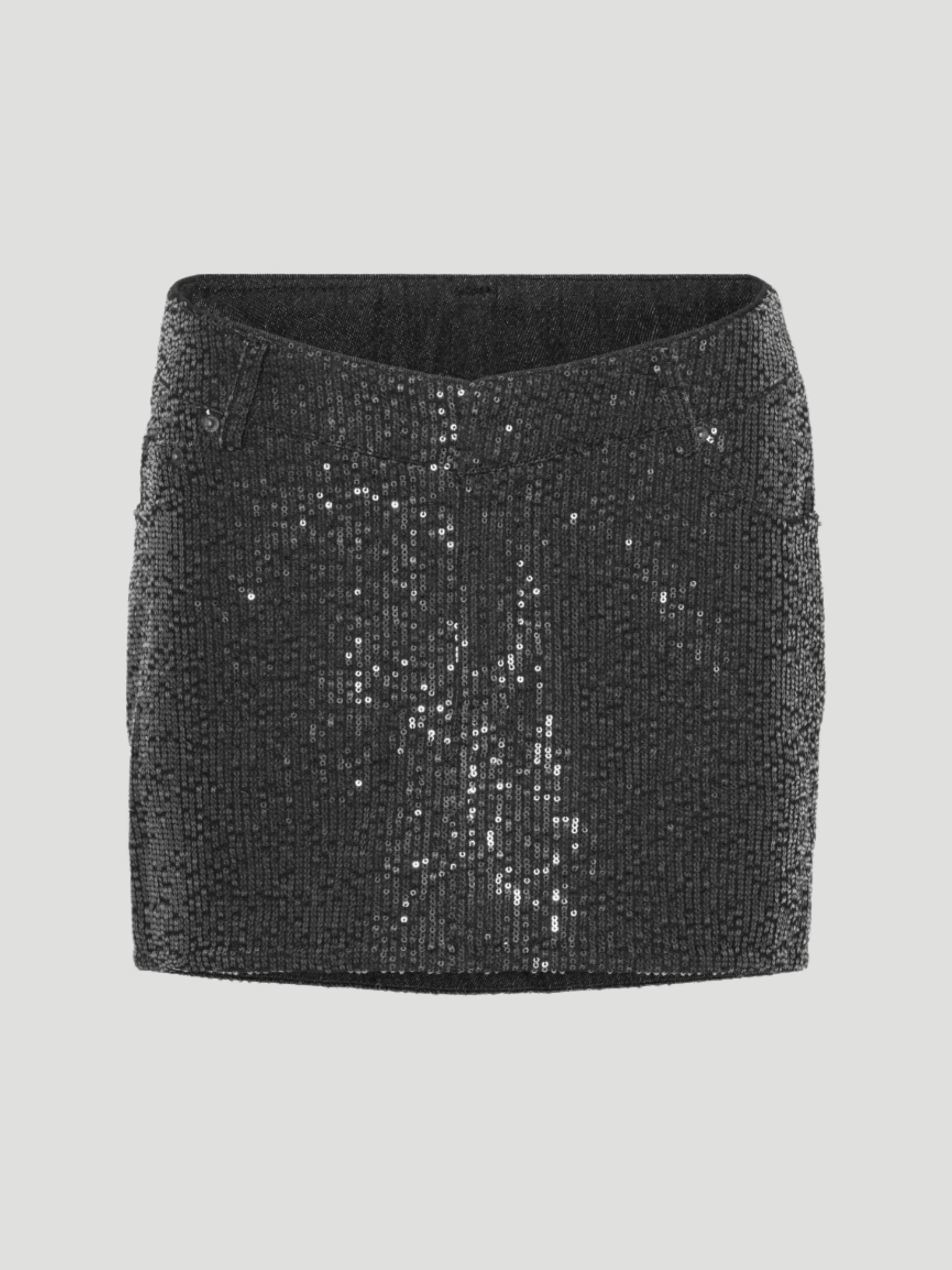 Twill Sequin Mini Skirt