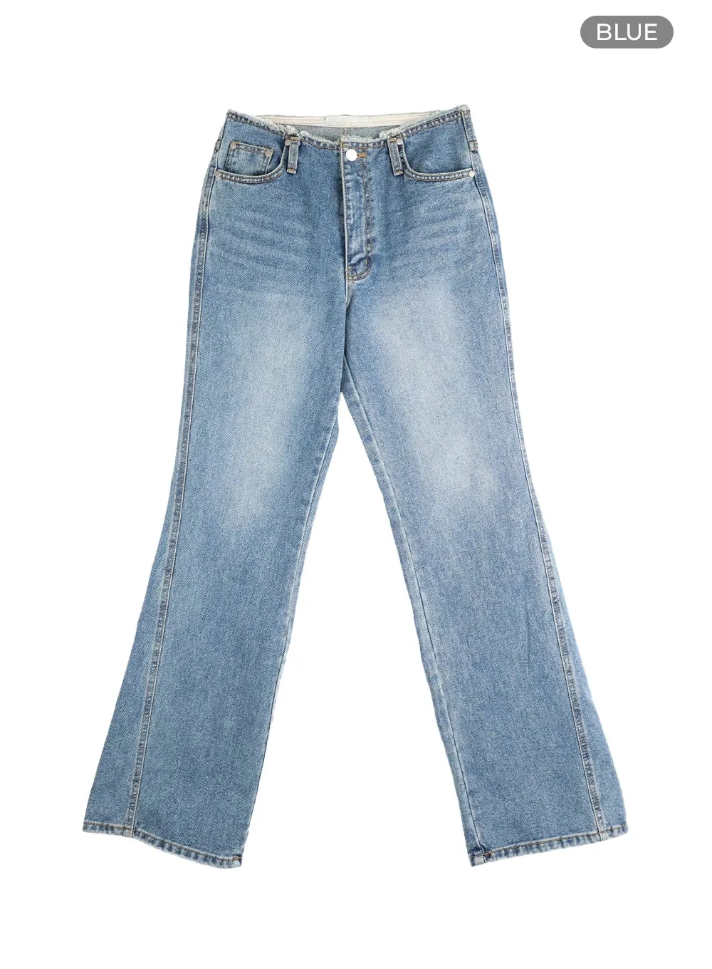 Waist Distressed Flared Jeans IM414