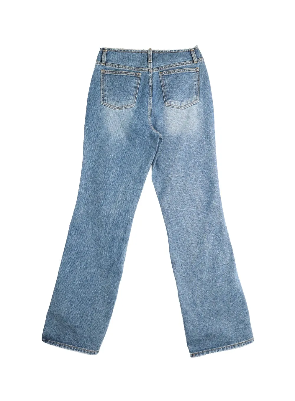 Waist Distressed Flared Jeans IM414