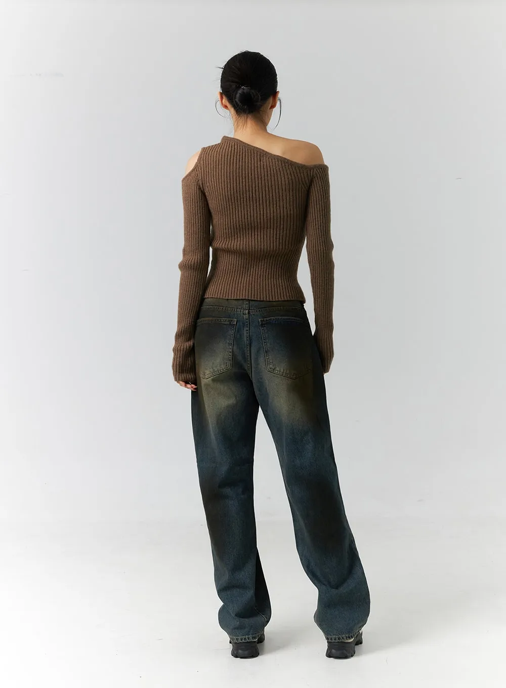 Washed Painting Wide Leg Jeans ID306