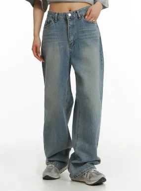 Washed Wide Denim Jeans CF401