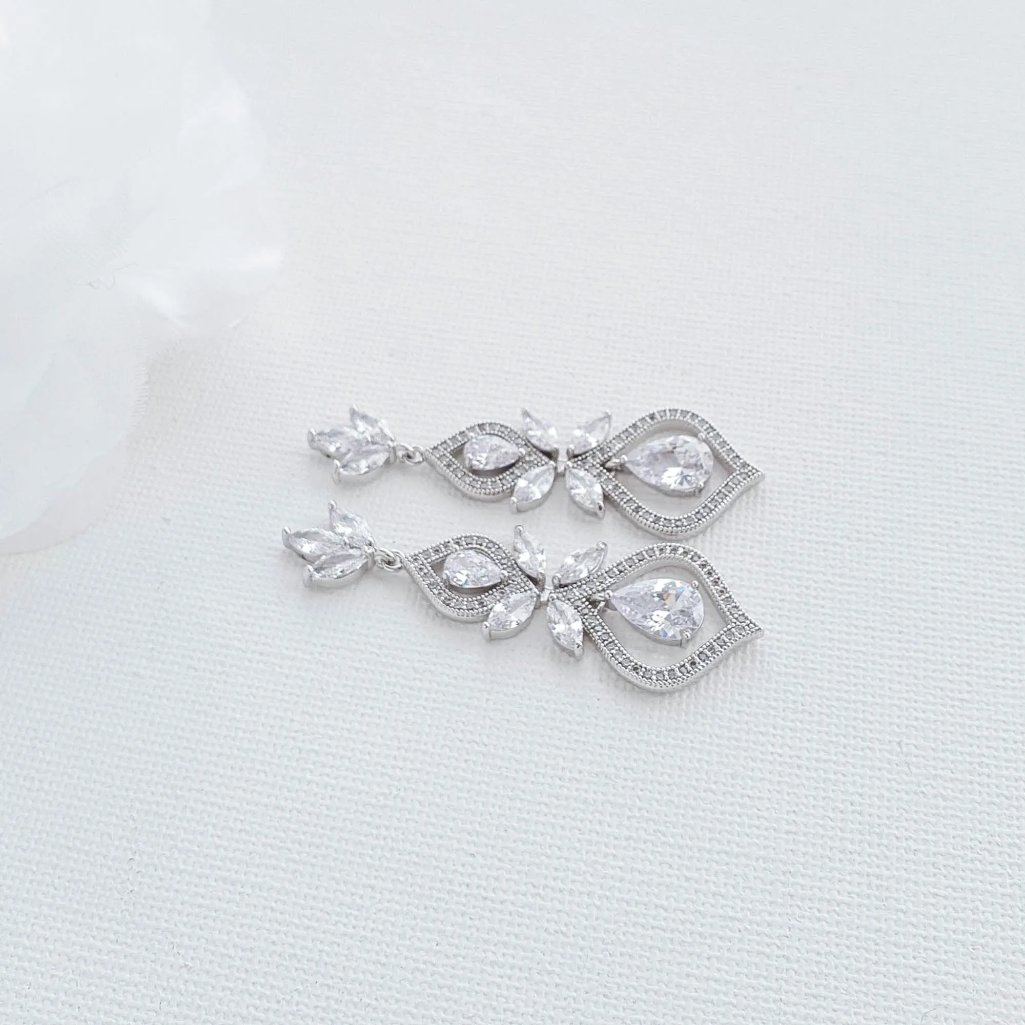 Wedding Earrings for Brides Silver- Meghan