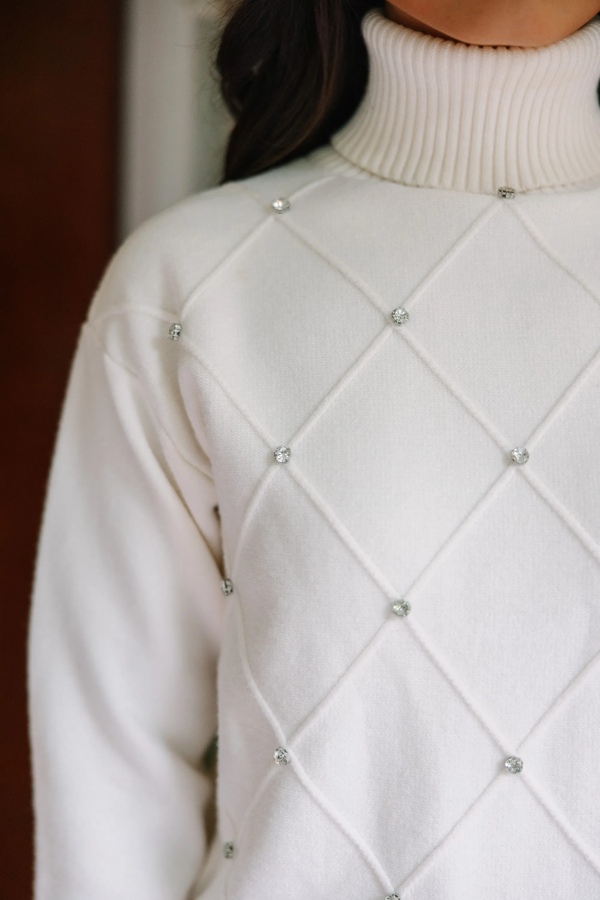 Who You Are Cream White Embellished Sweater