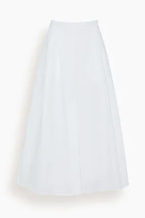 Wide Poplin Skirt in White