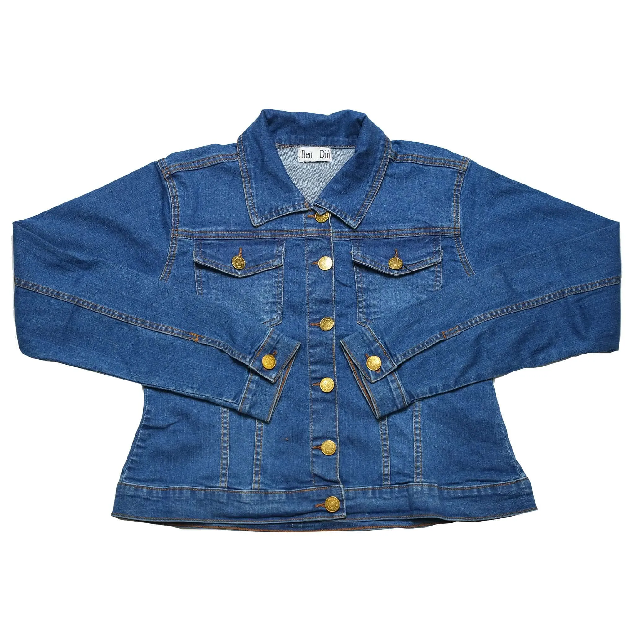 Women's Jean Jacket - Long Sleeves Button Closure