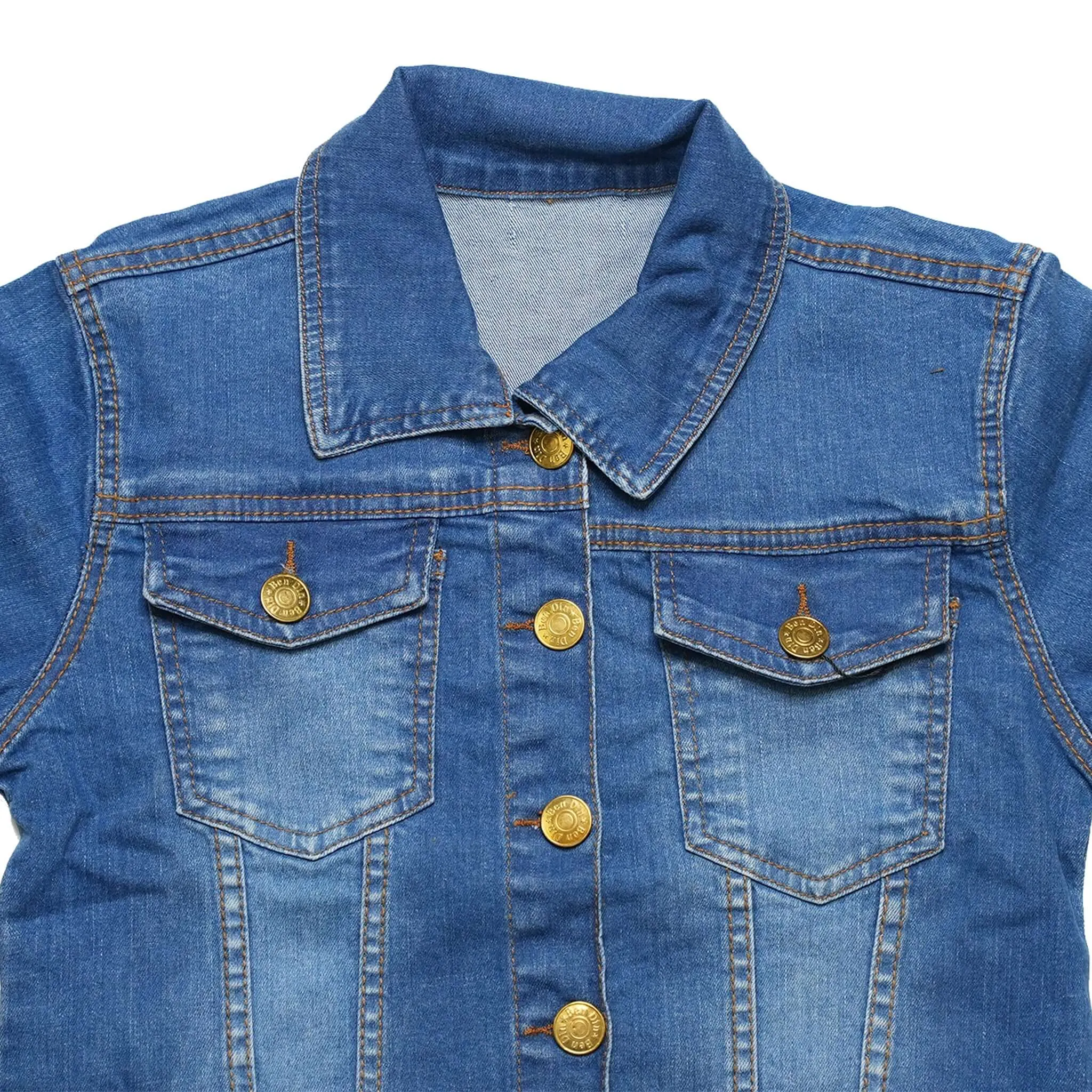 Women's Jean Jacket - Long Sleeves Button Closure