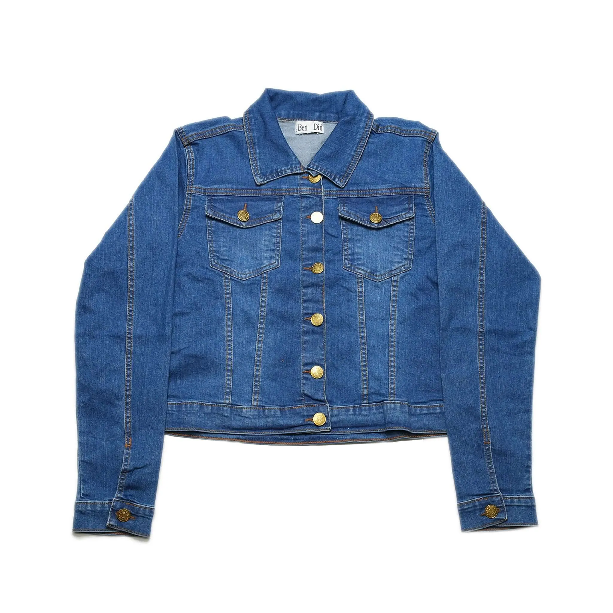 Women's Jean Jacket - Long Sleeves Button Closure