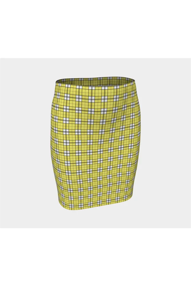 Yellow Plaid Fitted Skirt