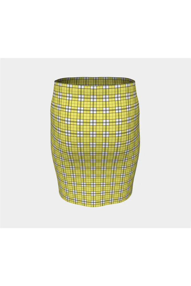 Yellow Plaid Fitted Skirt