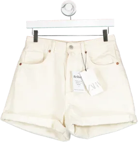 ZARA Cream Denim Shorts UK 12